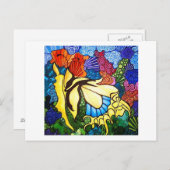 ハガキにアーティチクのアート(抽象芸術蝶) ポストカード (正面/裏面)