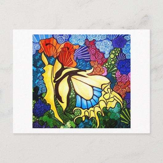 ハガキにアーティチクのアート(抽象芸術蝶) ポストカード (正面)