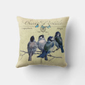 ハガキの上の青い鳥フランスのヴィンテージ クッション (裏面)