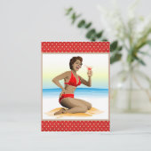 ハガキの夏のカクテル付きピンアップ ポストカード (スタンド正面)