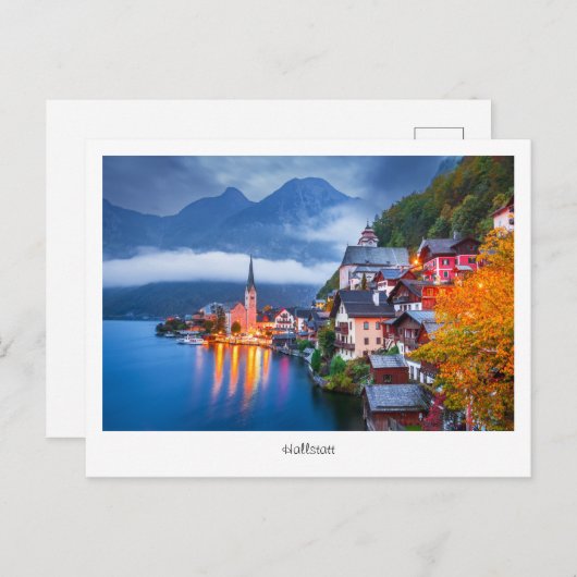 ハガキの夜のシーン，オーストリア ポストカード (正面/裏面)