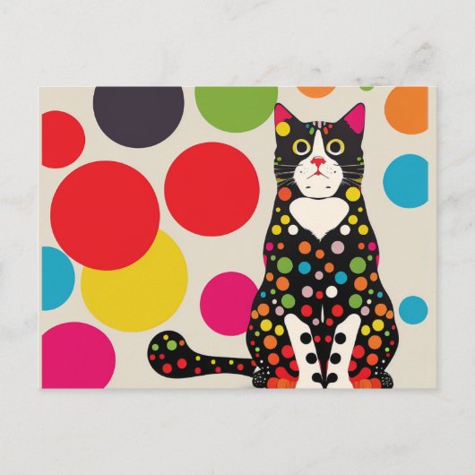ハガキの考え猫の点 ポストカード (正面)