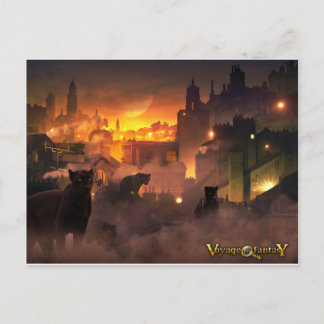 ハガキへのファンタジー – オリエンタル猫科の動物 ポストカード