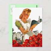 ハガキスタイリッシュレトロギャルインザキッチンキャニング ポストカード (正面/裏面)