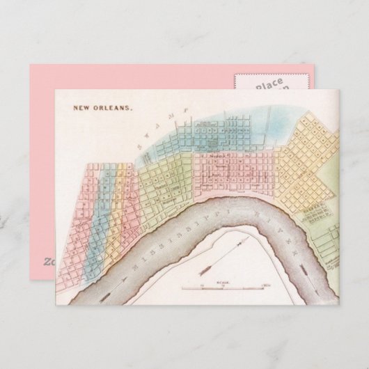 ハガキヴィンテージシティオブニューオーリンズルイジアナの地図 ポストカード (正面/裏面)