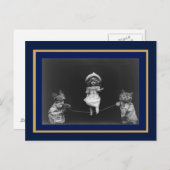 ハガキヴィンテージ猫及び人形跳ね ポストカード (正面/裏面)