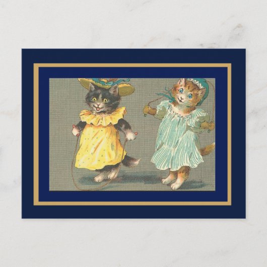 ハガキヴィンテージ猫飛び ポストカード (正面)