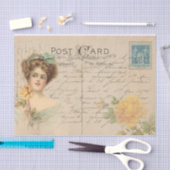 ハガキ伝統的ービクトリアンキ/バラ付き 薄葉紙 (クラフト)