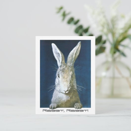ハガキ家族の幸運ことわざうさぎウサギ！ ポストカード (スタンド正面)