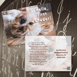 ハガキ歓迎の学生をクラスの子犬に ポストカード