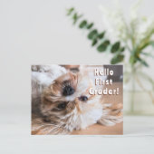 ハガキ歓迎の学生をクラスの子犬に ポストカード (スタンド正面)