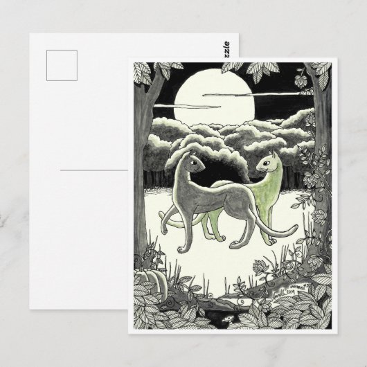 ハガキ猫が踊る ポストカード (正面/裏面)