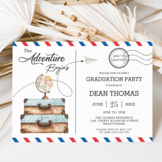 ハガキ荷物アドベンチャー卒業式パーティー開始 招待状
