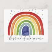 ハガキ – ゲイレインボー誇りを持った、自分が何者であるかを知る ポストカード (正面)