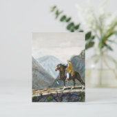 ハガキ、ペルーのパソが山道に乗った ポストカード (スタンド正面)