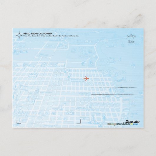 ハガキ – Hello from California (Map on back) ポストカード (裏面)