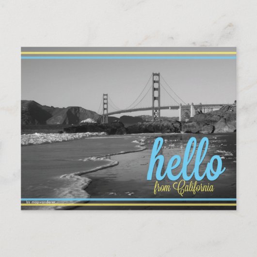 ハガキ – Hello from California (Map on back) ポストカード (正面)