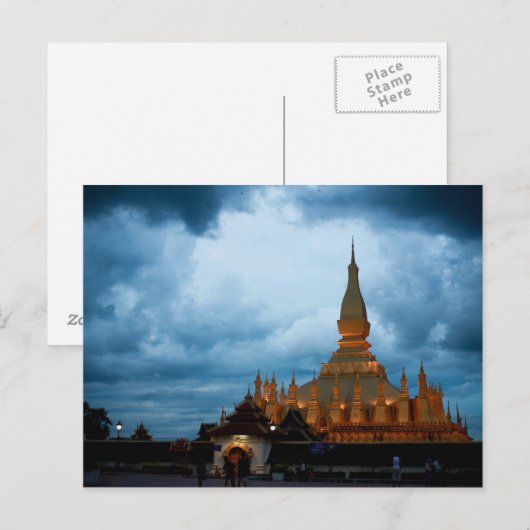 ハガキPha That Luang, Vientiane, Laos ポストカード (正面/裏面)