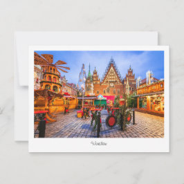 ハガキWorclaw night scene，ポーランド ポストカード