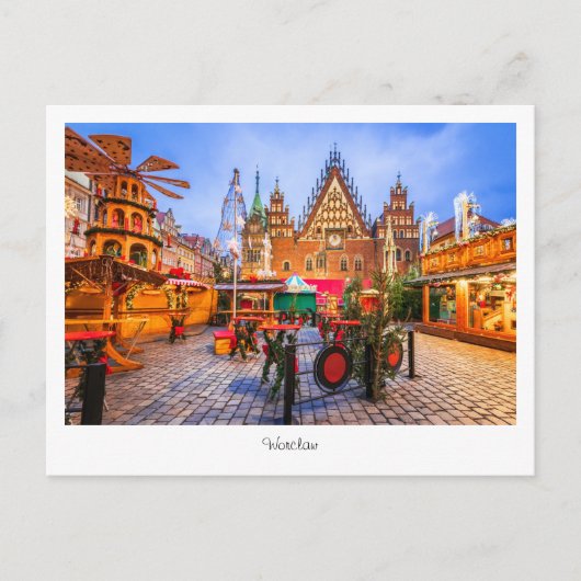 ハガキWorclaw night scene，ポーランド ポストカード (正面)