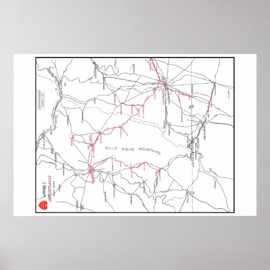 ハガースタウンとフレデリック鉄道システムの地図(c 1923) ポスター (正面)