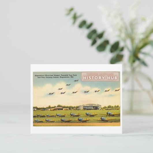 ハガーズタウン空港歴史的な再印刷はがき ポストカード (スタンド正面)