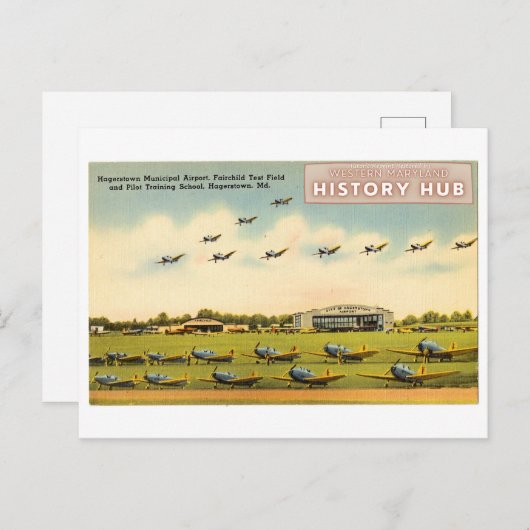 ハガーズタウン空港歴史的な再印刷はがき ポストカード (正面/裏面)