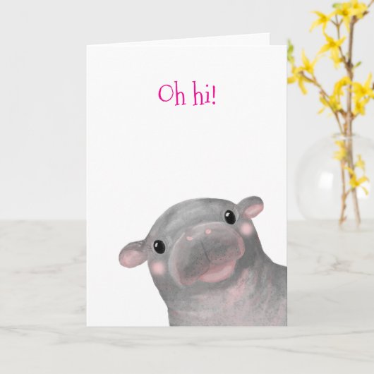 ハギスかわいいベビーヒッポ'ああハイ!'カード カード (黄色い花)