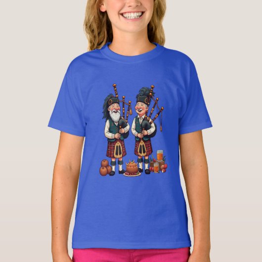 ハギスの行進におけるパイパーの役割 バーンズ・ナイト Tシャツ (正面)