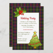 ハギスタータンチェック格子状フェスティバルクリスマスパーティー 招待状 (正面/裏面)
