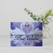 ハクチョウのハガキ 箔招待状ポストカード (立ち正面)