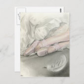ハクチョウ葉書のバレリーナ・ダンス ポストカード (正面/裏面)