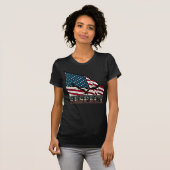ハクトウワシとアメリカ国旗による愛国心と尊敬 Tシャツ (正面フル)