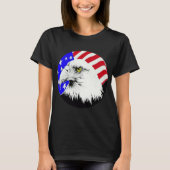 ハクトウワシとアメリカ国旗 女性用 Tシャツ (正面)