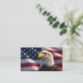 ハクトウワシとアメリカ国旗 愛国 名刺 (スタンド正面)
