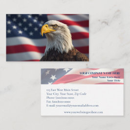 ハクトウワシとアメリカ国旗 愛国 名刺