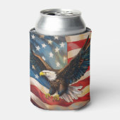 ハクトウワシとアメリカ国旗 缶クーラー (缶正面)