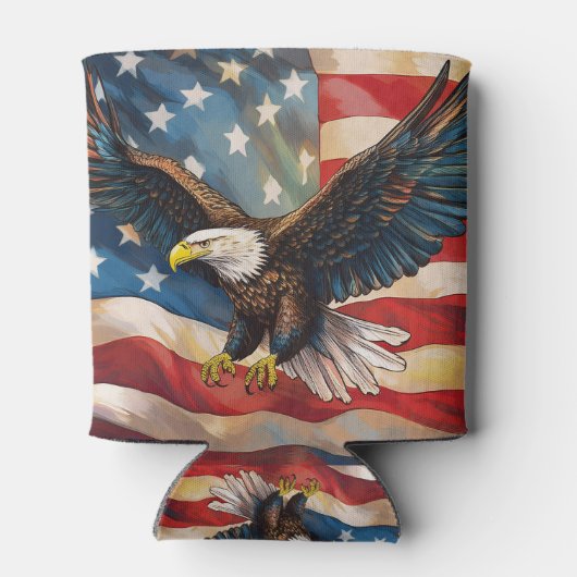 ハクトウワシとアメリカ国旗 缶クーラー (裏面)