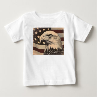ハクトウワシのビンテージアメリカ国旗 ベビーTシャツ