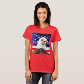 ハクトウワシの入ったアメリカ国旗 Tシャツ (正面フル)