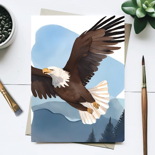 ハクトウワシの水彩画 ポストカード