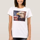 ハクトウワシの頭とアメリカ国旗 Tシャツ (正面)