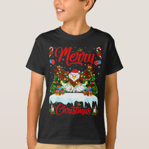 ハクトウワシ愛好家のためのクリスマス ライティング サンタ ハクトウワシ Tシャツ
