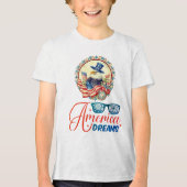 ハクトウワシ アメリカの夢 独立 愛国 トライブレンドTシャツ (正面)