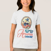 ハクトウワシ アメリカの夢 独立 愛国 トライブレンドTシャツ (正面)