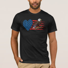ハクトウワシ、アメリカ国旗ハート Tシャツ