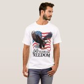 ハクトウワシ アメリカ国旗 アメリカ独立250周年 Tシャツ (正面フル)