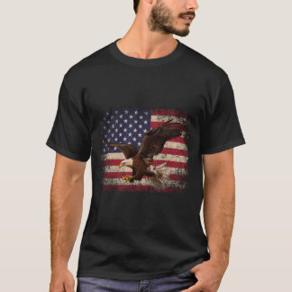 ハクトウワシ アメリカ国旗 7月4日 インディペンデンス・デイ カントリー Tシャツ