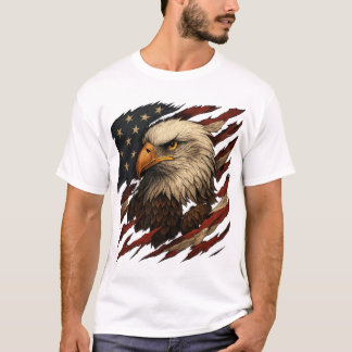 ハクトウワシ アメリカ国旗 Tシャツ – 愛国的なUSA