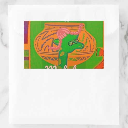 ハクナギラフェアートプリント 長方形シール (バッグ)